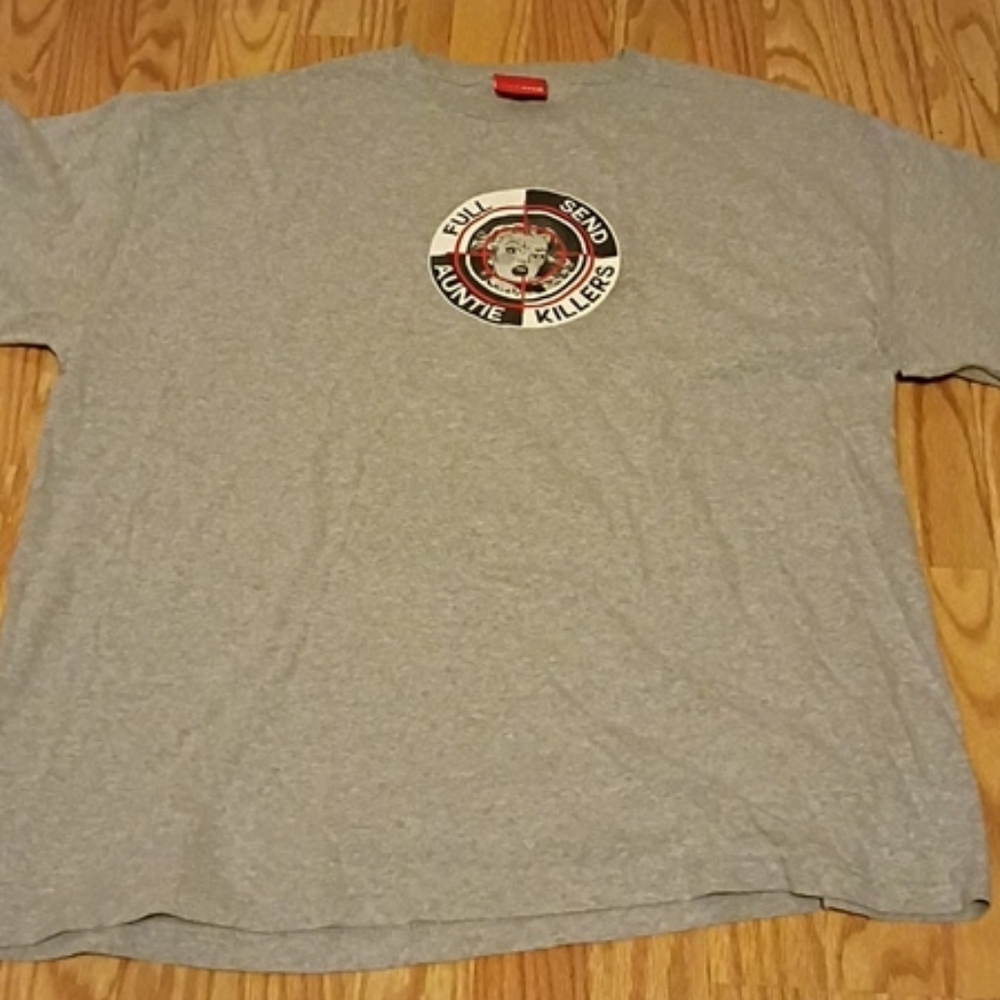 Nelk Boys Full Send "Auntie Killers" Gray  Crew Neck T Shirt Cotton Size 2XL